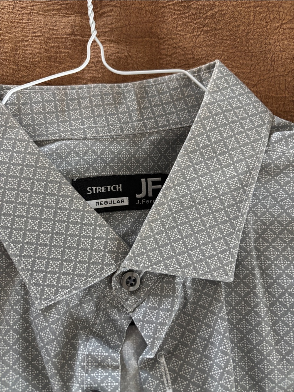 jf j.ferrar Gray Geometric Stretch Button-Down Shirt